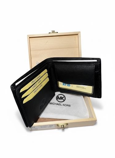 Michael Kors Genuine Leather RFID Bi-Fold Wallet for Men - Image 2