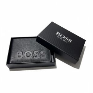 Hugo Boss Embossed Logo Black Leather Wallet