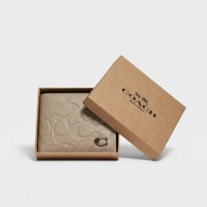 Coach Signature Leather Bifold Wallet in Beige