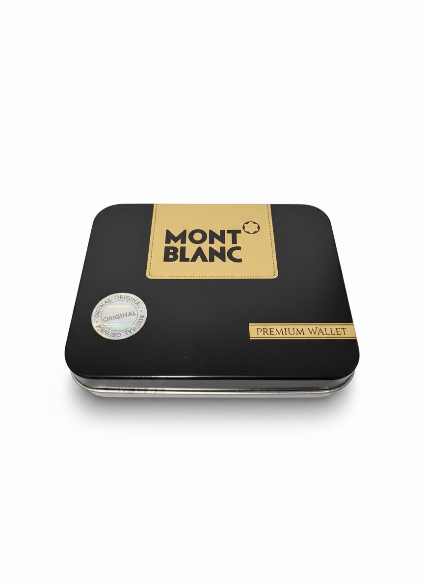 Montblanc Premium Black Leather Bi-Fold Wallet in Signature Tin Box - Image 2