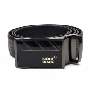 Montblanc Classic Logo Plaque Leather Belt – Black
